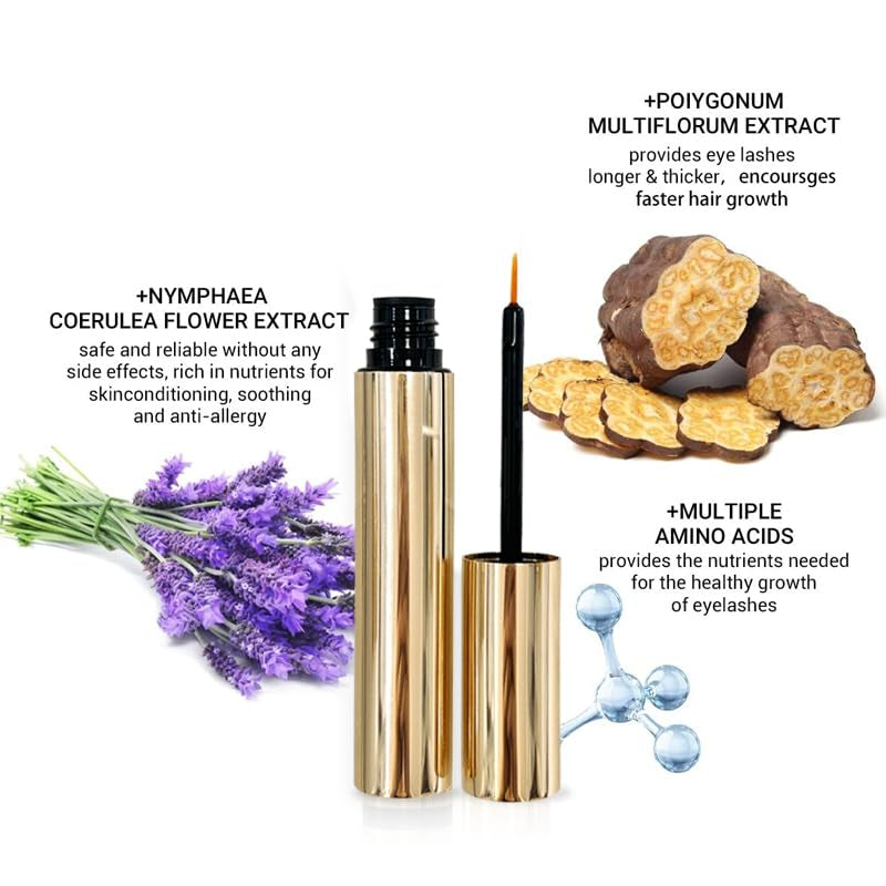 Non-Toxic Eyelash Growth Serum - 5Ml Lash Boosting Serum for Longer, Fuller Thicker Looking Lashes, Based on Natural Growth, Promote the Natural Growth and Thickening of Eyelashes
