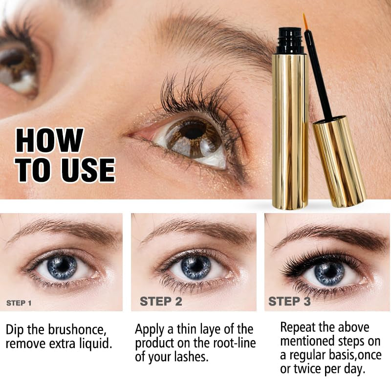 Non-Toxic Eyelash Growth Serum - 5Ml Lash Boosting Serum for Longer, Fuller Thicker Looking Lashes, Based on Natural Growth, Promote the Natural Growth and Thickening of Eyelashes